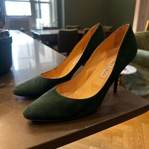 Jimmy Choo Dark Green Suede Heels